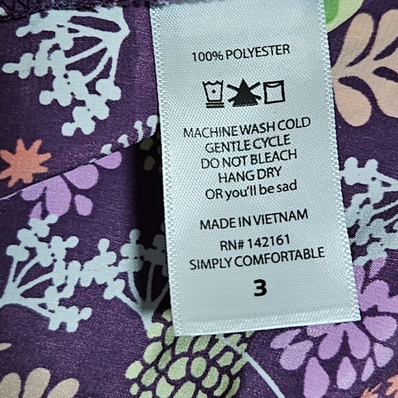 LuLaRoe Purple Floral Open Cardigan Kimono Style Womens Size 3 Top Short Sleeve - Picture 5 of 5